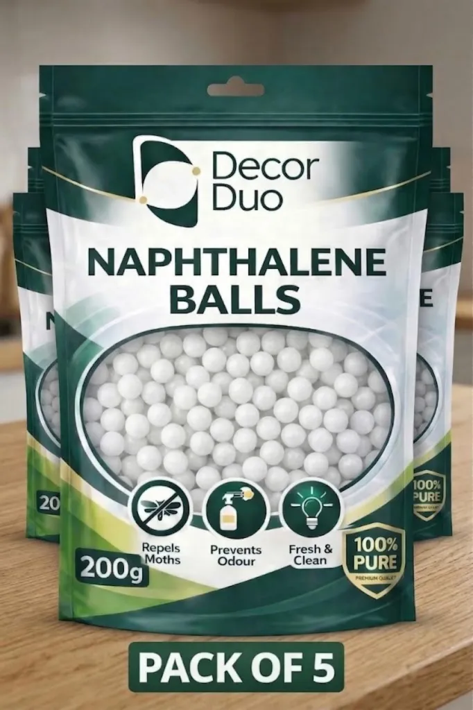 Decor Duo Naphthalene Balls | 1 Kg (5 x 200g Packs) | Clothes Protection & Insect Repellent for Wardrobes & Cupboards